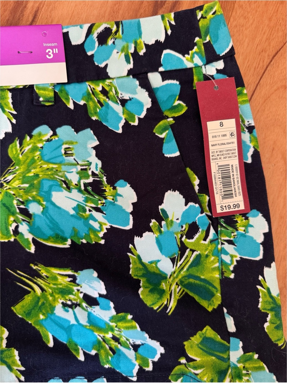 Merona Navy Floral Print Women’s Shorts - Blue & Green